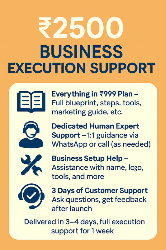 ₹2500 Business Execution Support – Get Full Setup Guidance + Customer Care